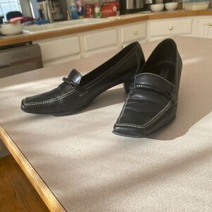 Black Franco Sarto leather loafers with heels